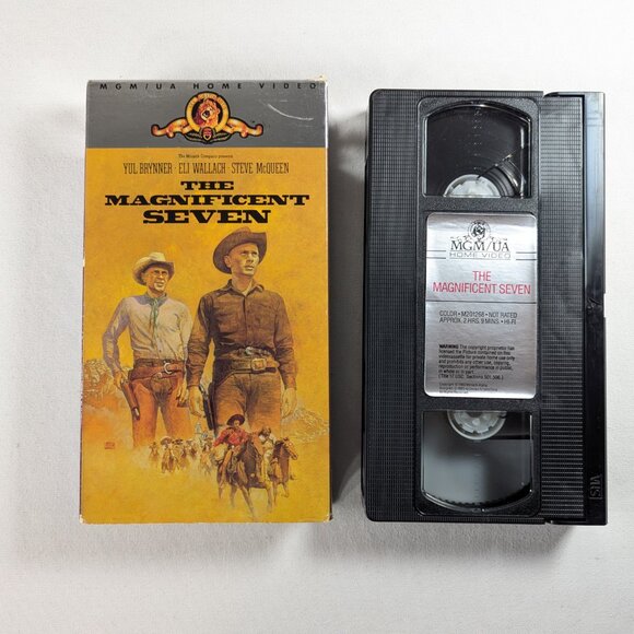 3/$15 Vintage VHS tape THE MAGNIFICENT SEVEN Yul Brynner Steve McQueen - Picture 3 of 3